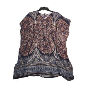 Aravay Y2K boho Festival Blue & Pink Tunic Top Women Size Medium